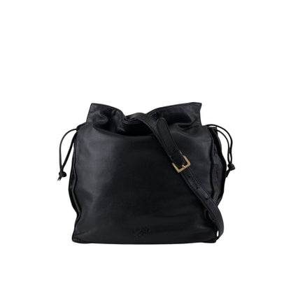 LOEWE Anagram Flamenco Drawstring Shoulder bag Black Vintage ak5uss