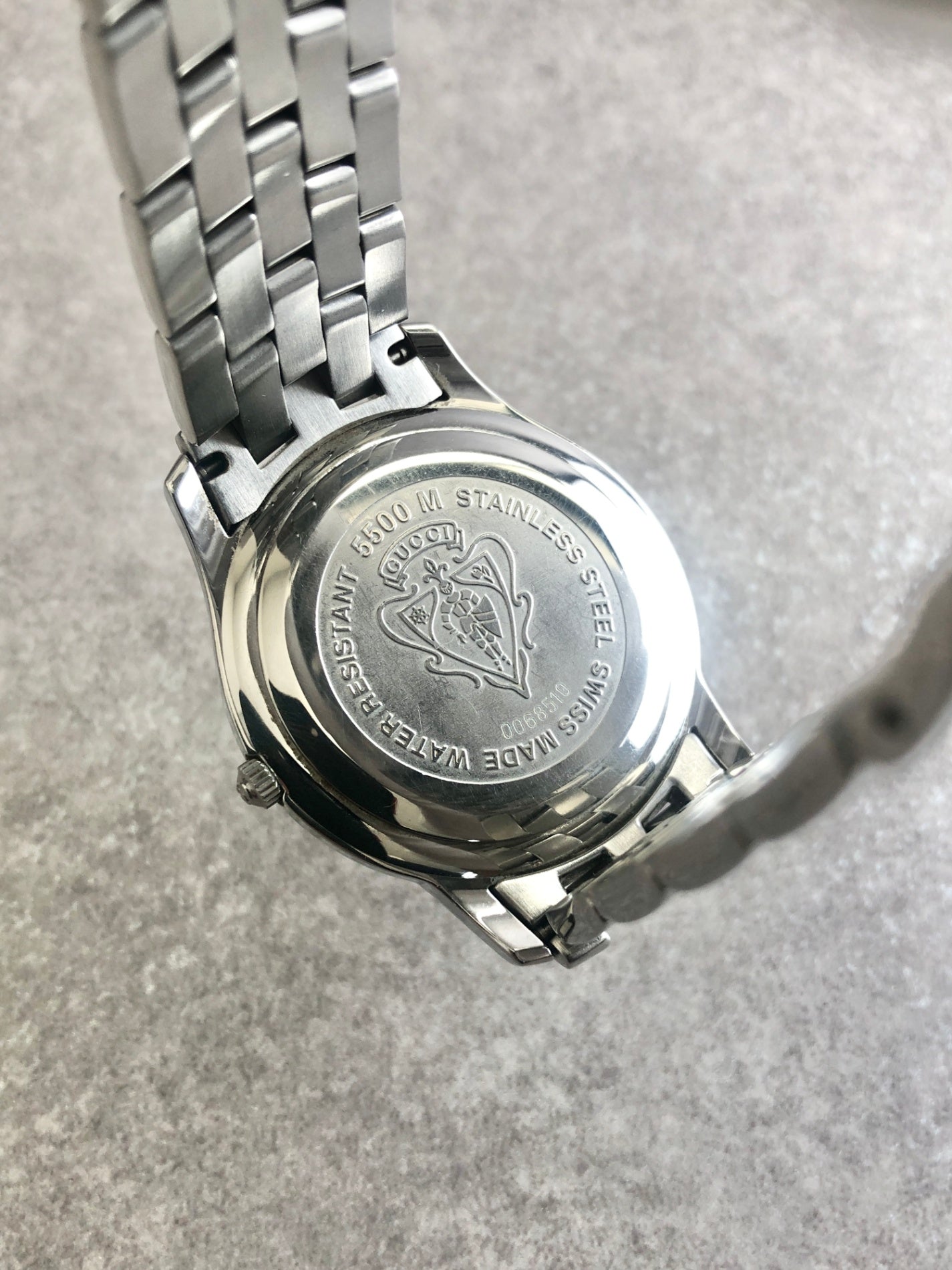 GUCCI Quartz Watch Silver×Black 5500M Vintage naczc4