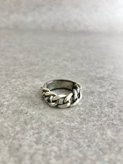 GUCCI Logo Ring Silver Vintage udybab