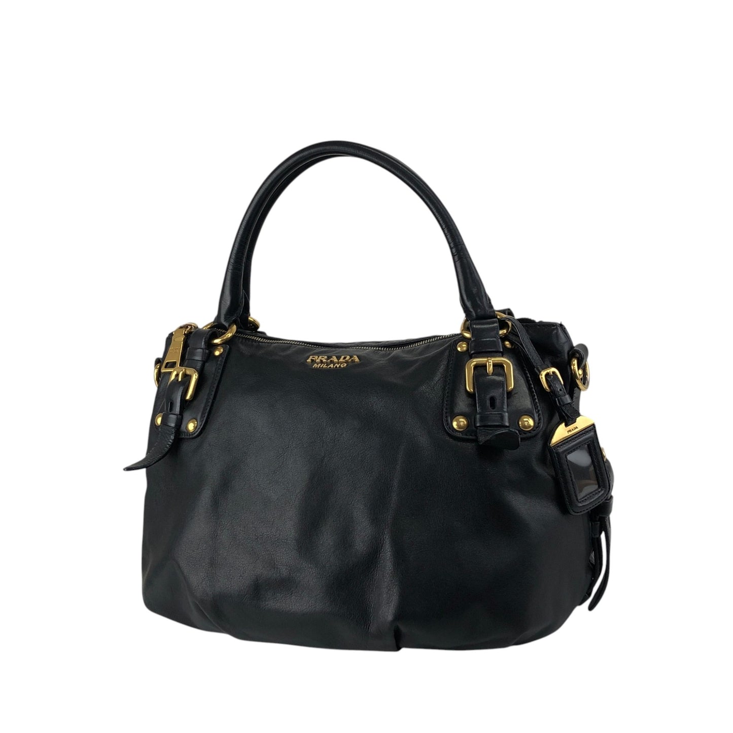 PRADA Logo Two-way Handbag Shoulder bag Black Vintage jrndes