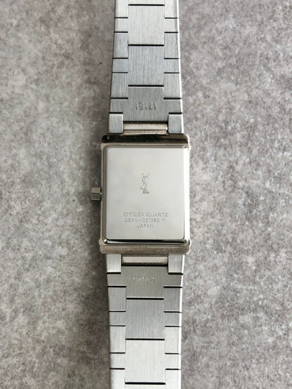 Yves Saint Laurent YSL Logo Quartz Watch Silver 2200-221362 Vintage nbbdz8
