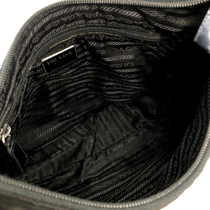 PRADA Triangle Logo Nylon Leather Shoulder bag Hobobag Black Vintage na2ut2