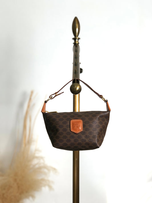 CELINE Macadam Blason Small Handbag Brown Vintage 2t2tek
