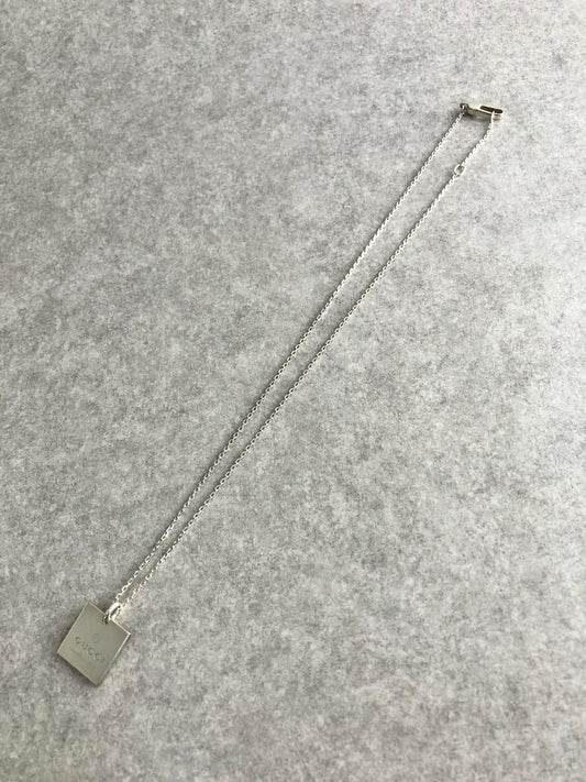 GUCCI Logo SILVER925 Necklace Silver Vintage mmtwxc