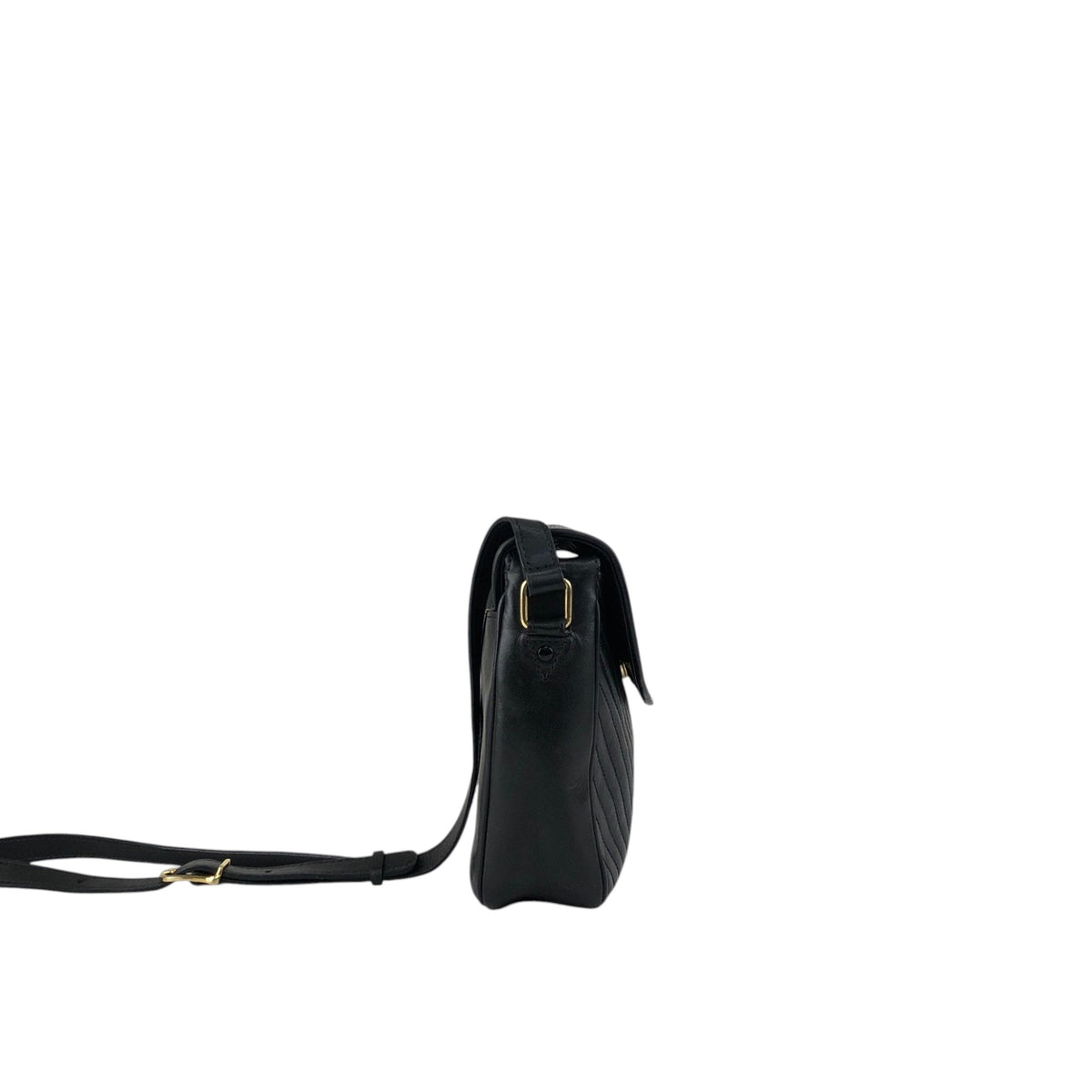CELINE Blason Bias Stitch Shoulder bag Black Vintage hbufuu
