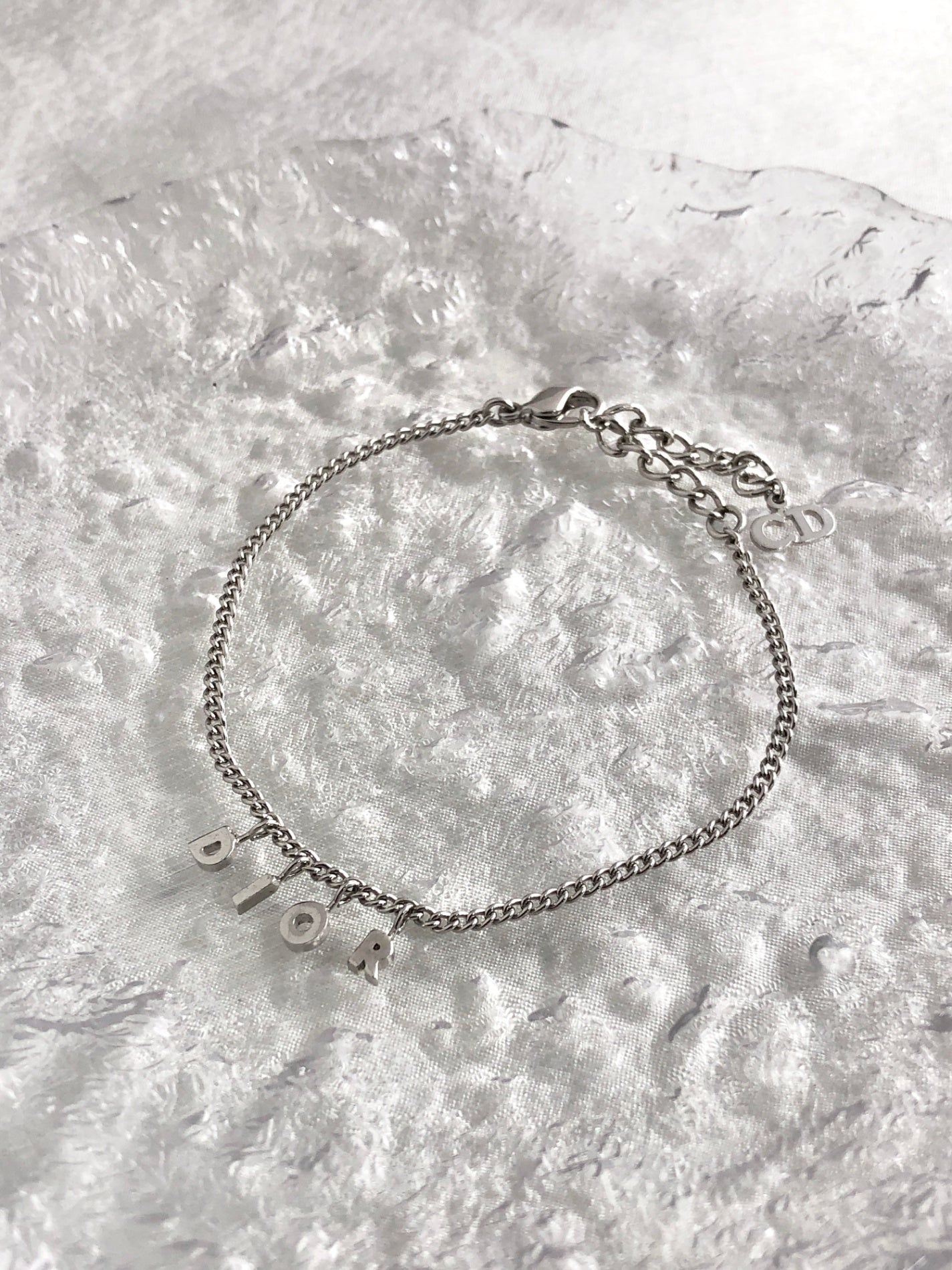 Christian Dior Logo Motif Bracelet Silver Vintage smr3v4