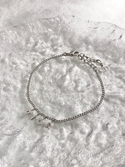 Christian Dior Logo Motif Bracelet Silver Vintage smr3v4