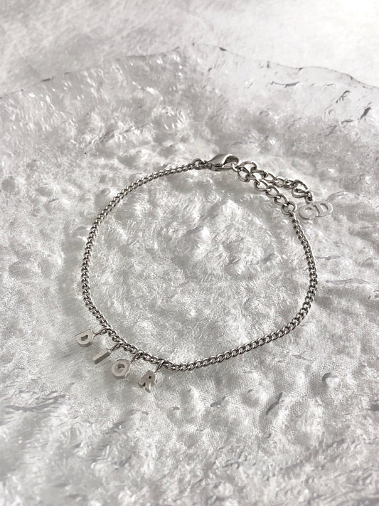 Christian Dior Logo Motif Bracelet Silver Vintage smr3v4