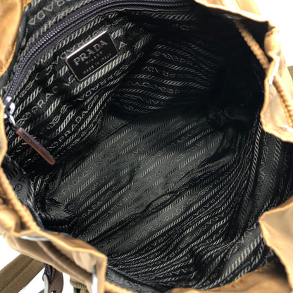 PRADA Triangle Logo Double Pocket Backpack Brown Vintage rne3iv