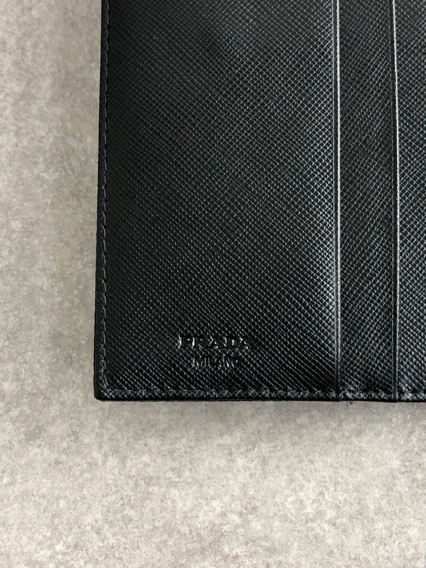 PRADA Tessuto Triangle Logo Trifold Wallet Black Vintage yyjymp
