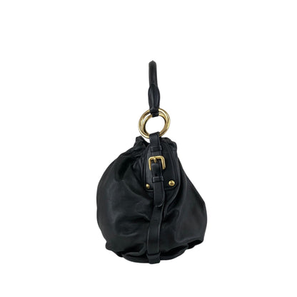 PRADA Logo Shoulder bag Hobobag Black Vintage ay6whk