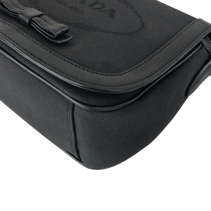 PRADA Logo Shoulder bag Black Vintage 4w22ct