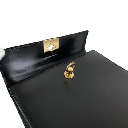 CELINE Gancini Two-way Handbag Shoulder bag Black Vintage r5552p