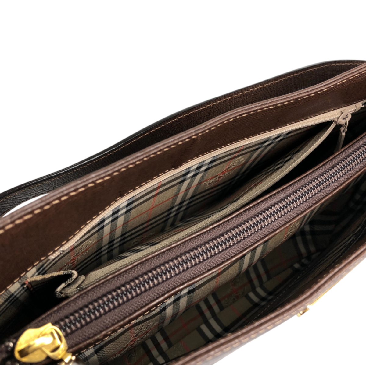 BURBERRY Logo Shoulder bag Brown Vintage 87xjxe