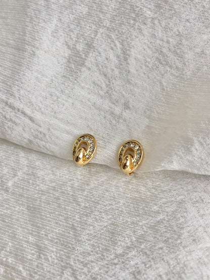 Christian Dior Rhinestone Earrings Gold Vintage r3nws4