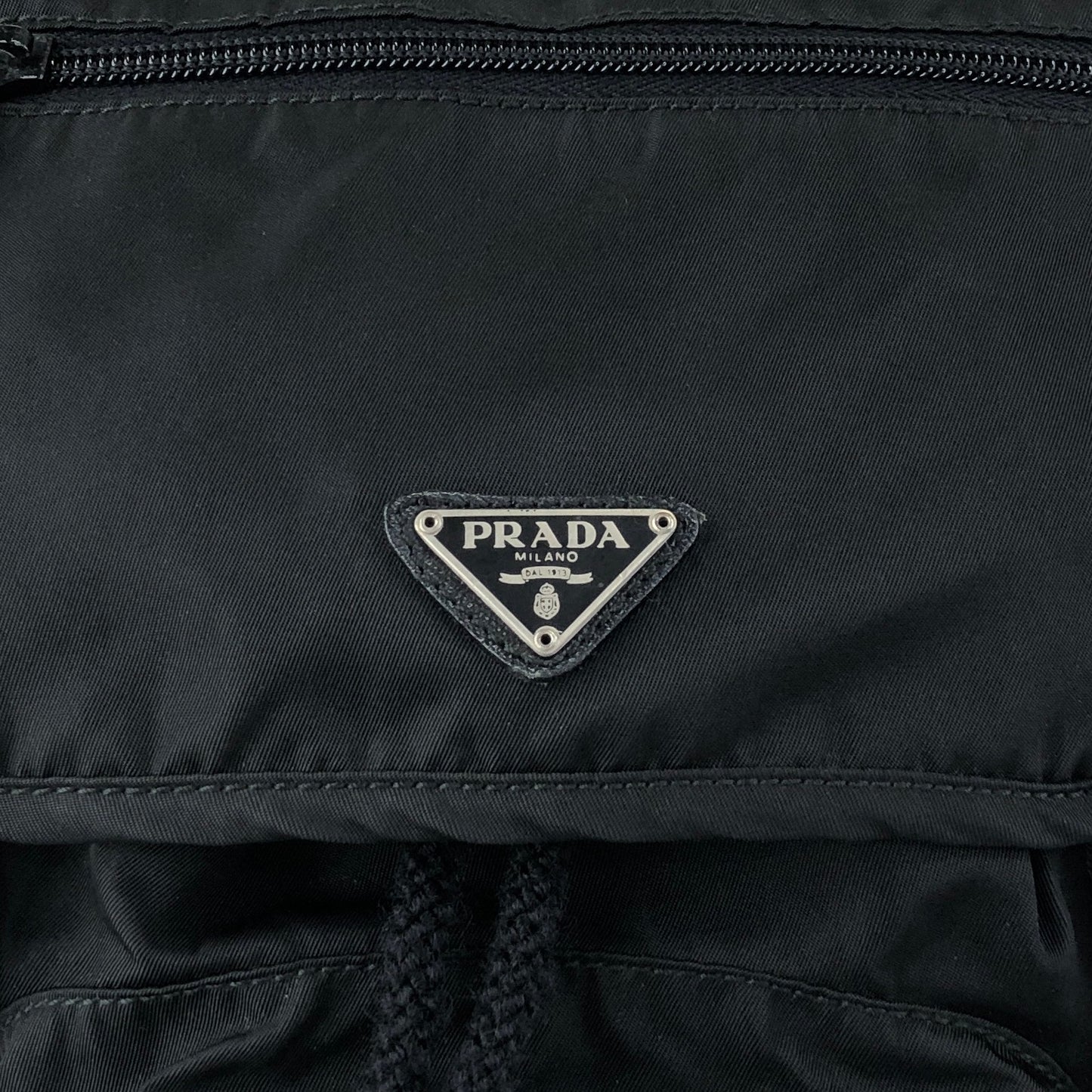 PRADA Tessuto Triangle Logo Front Buckle Backpack Black Vintage 2mkph6