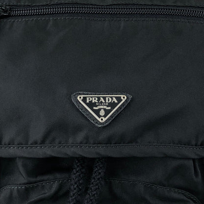 PRADA Tessuto Triangle Logo Front Buckle Backpack Black Vintage 2mkph6