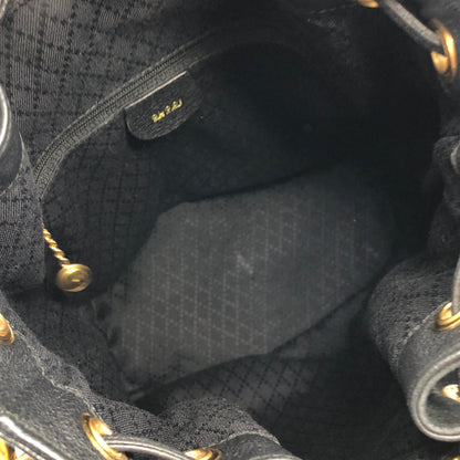 GUCCI Bamboo Handle Suede Two-way Drawstring Handbag Shoulder bag Black Vintage z3v3su