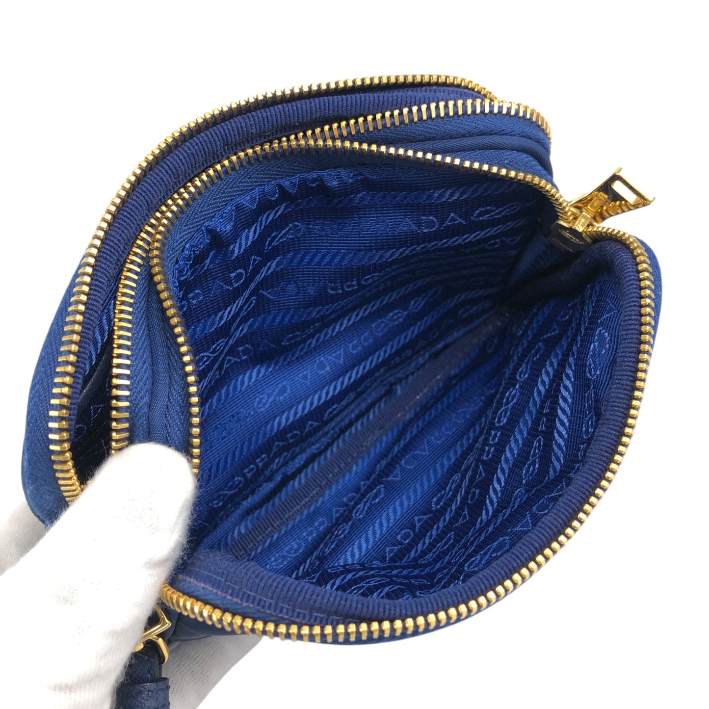 PRADA 三角形標誌雙向小手提包單肩包藍色復古 wa4xz3