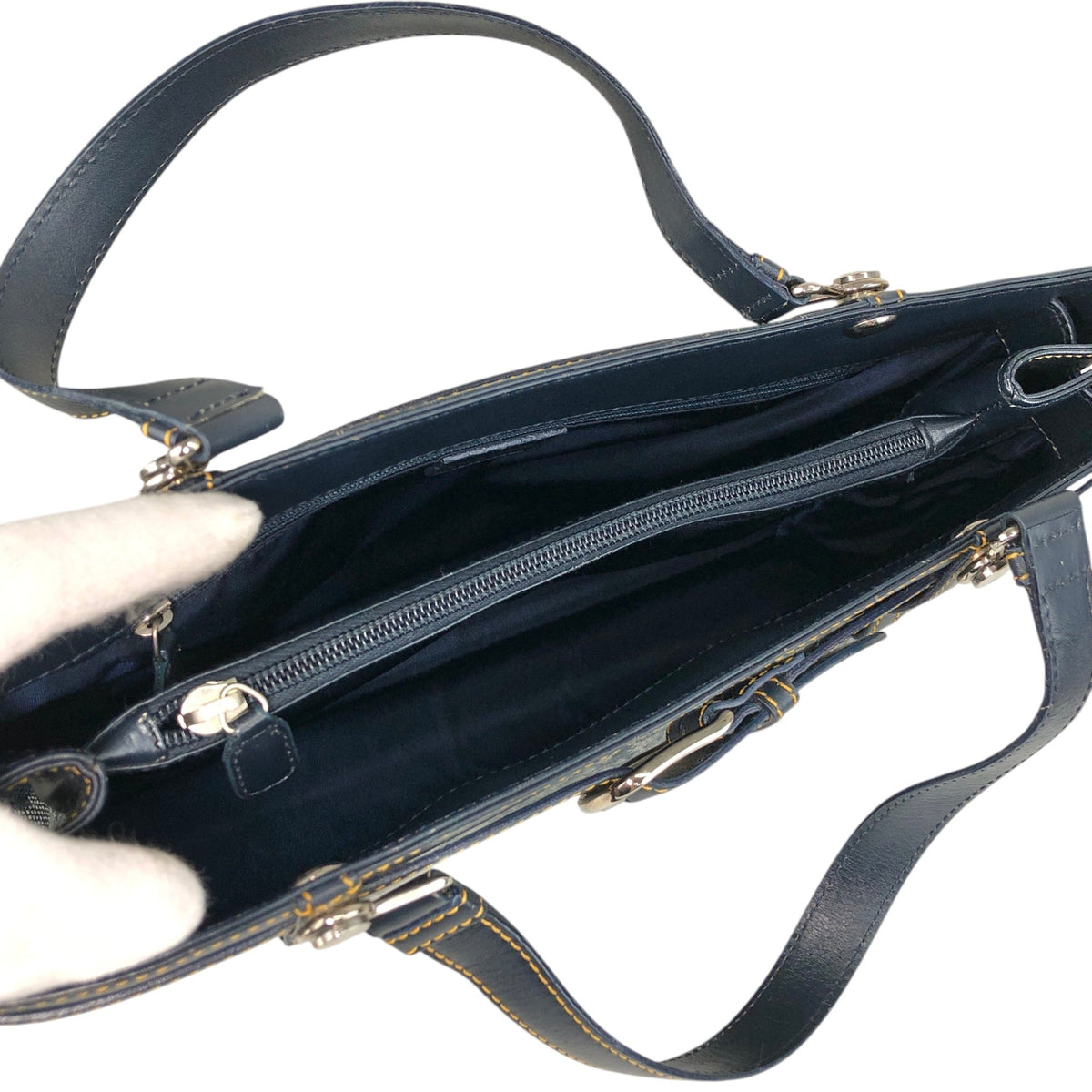 Christian Dior Trotter Front Buckle Handbag Navy Vintage nk2ius