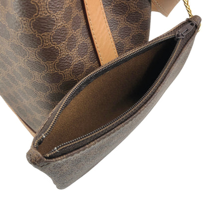 CELINE Macadam Blason Drawstring Shoulder bag Brown Vintage kvk5hf