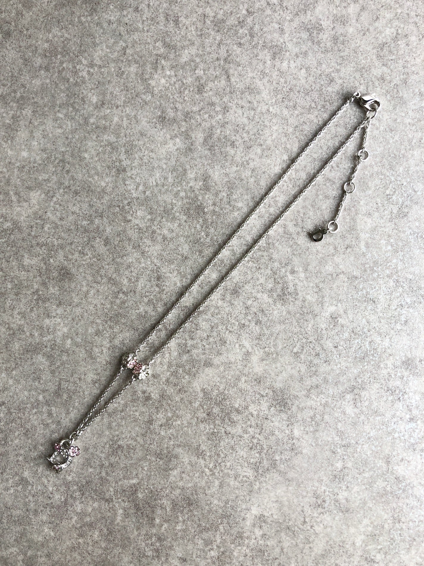 Christian Dior Rhinestone Necklace Silver Vintage kmc7cd