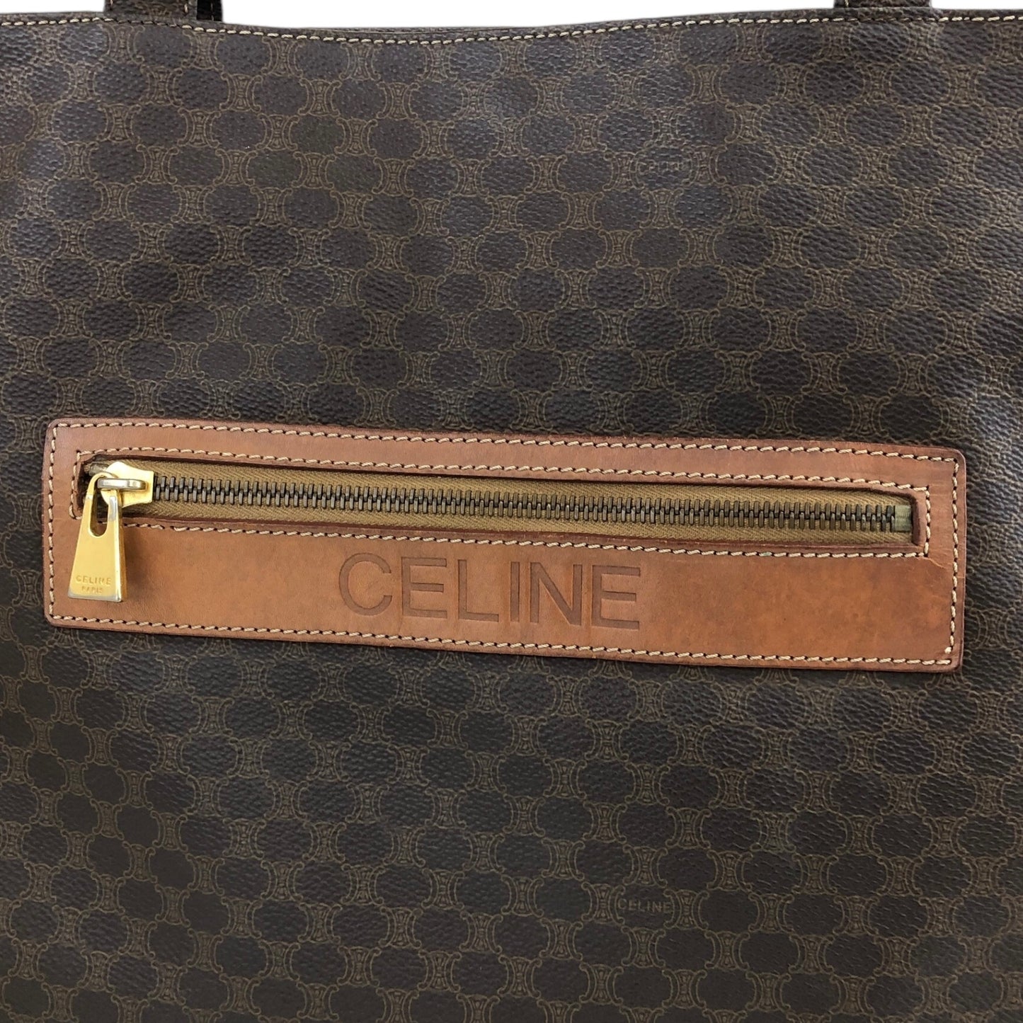 CELINE Macadam Logo Handbag Totebag Brown Vintage idxpny