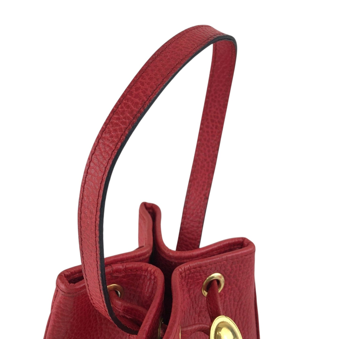 Christian Dior CD Logo Drawstring Small Handbag Red Vintage 46ensx