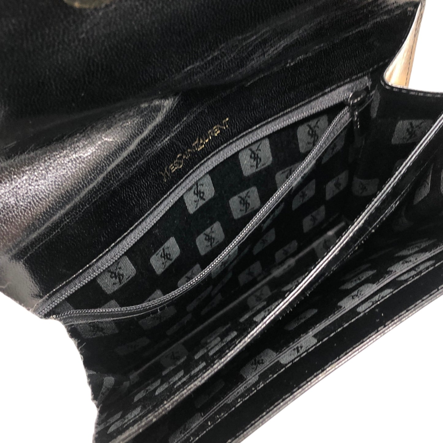 Yves Saint Laurent YSL Logo Handbag Shoulder bag Black Vintage 5nbvi3