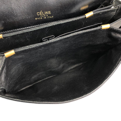 CELINE Triomphe  Leather Shoulder bag Black Vintage t667pp