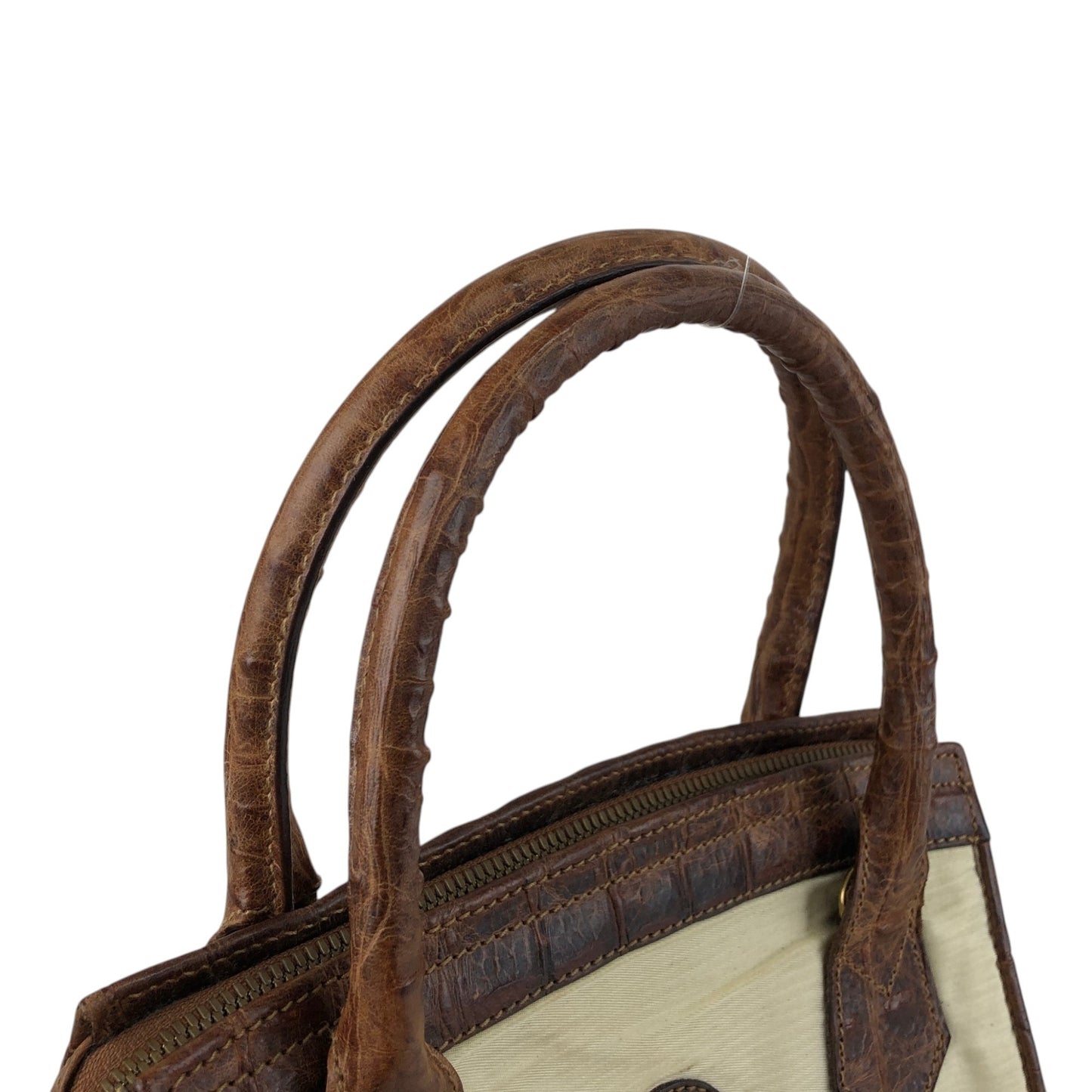 FENDI Logo Two-way Handbag Shoulder bag Beige Vintage apxrfn