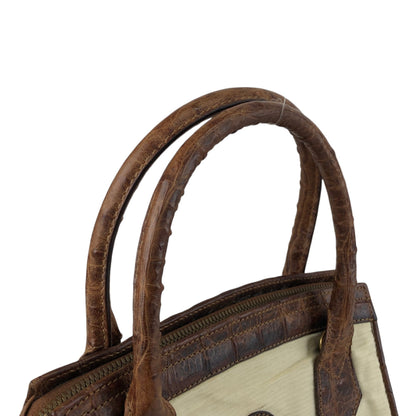 FENDI Logo Two-way Handbag Shoulder bag Beige Vintage apxrfn