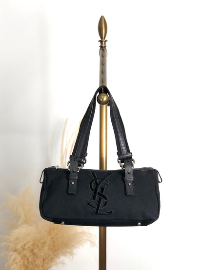 Yves Saint Laurent YSL Logo Handbag Black Vintage p825h3