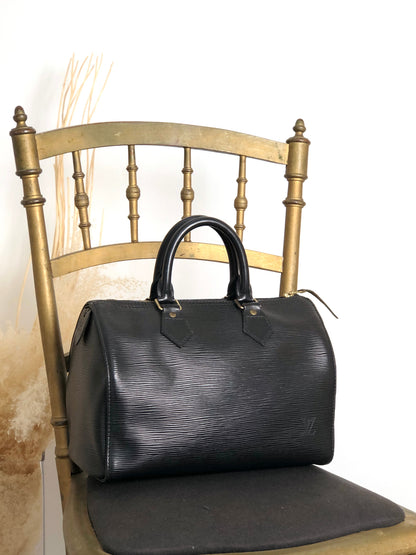 LOUIS VUITTON Epi Small Boston bag Handbag Black Vintage abz8nz