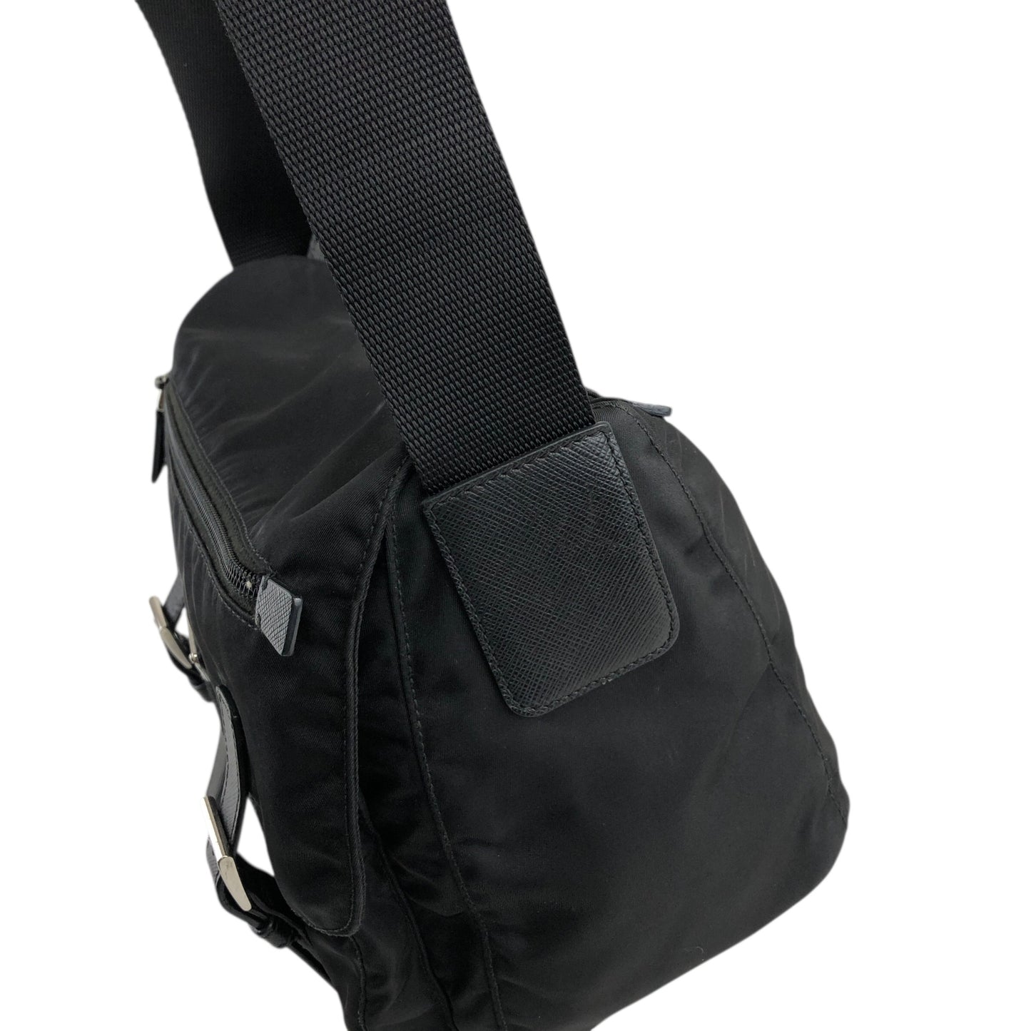 PRADA Tessuto Triangle Logo Shoulder bag Black Vintage t2gb5a