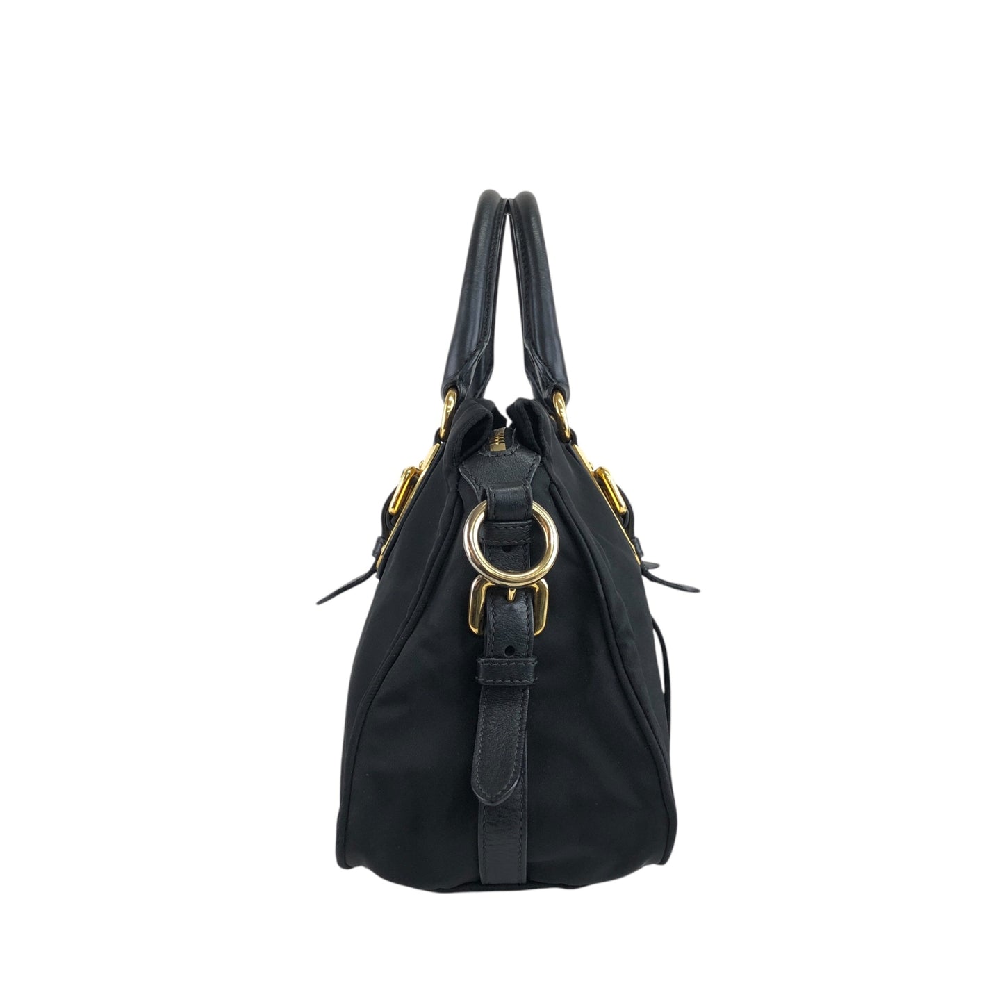 PRADA Logo Two-way Handbag Shoulder bag Black Vintage 7axa82