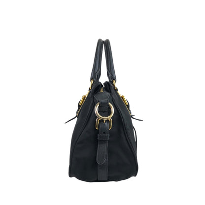 PRADA Logo Two-way Handbag Shoulder bag Black Vintage 7axa82