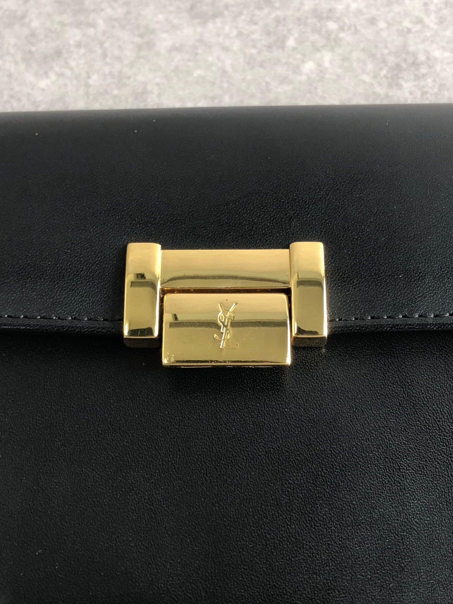 Yves Saint Laurent YSL Logo Long Wallet Black Vintage czyrem