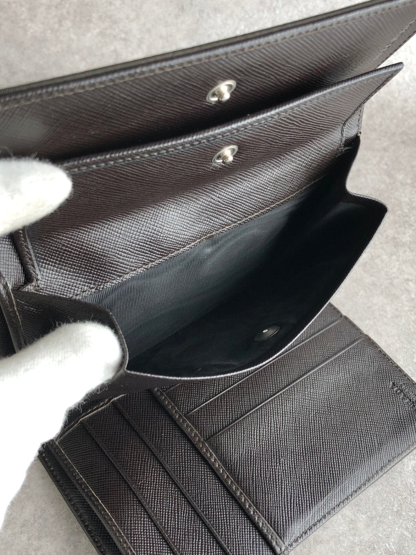 PRADA Tessuto Triangle Logo Trifold Wallet Black M510 Vintage icewt8