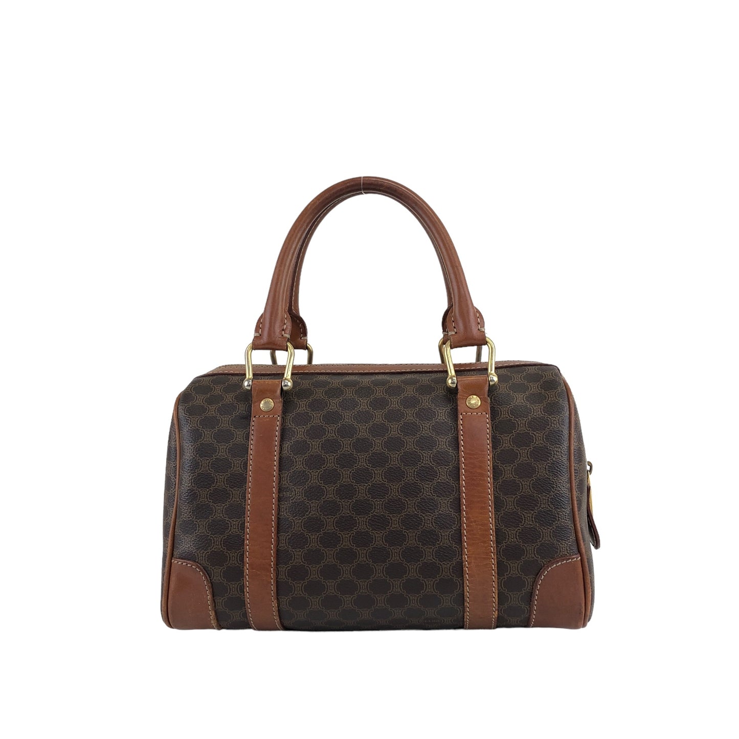 CELINE Macadam Blason Handbag Small Boston bag Brown Vintage dujsu6