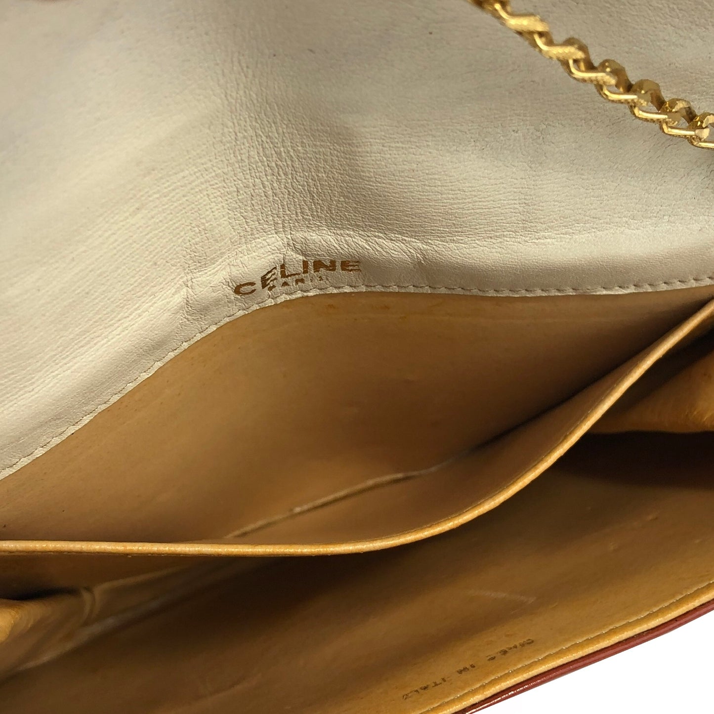 CELINE Triomphe Chain Leather Shoulder bag Brown Vintage tbugmc