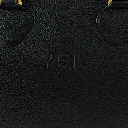 Yves Saint Laurent YSL Logo Top Handle Handbag Black Vintage heismg