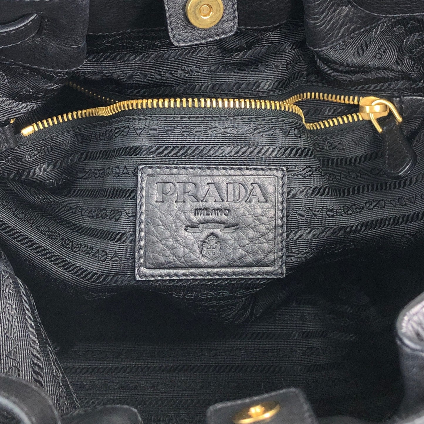 PRADA Logo Front Buckle Shoulder bag Black Vintage rv2srn