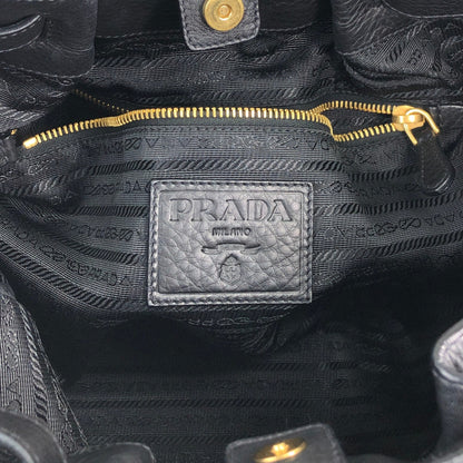 PRADA Logo Front Buckle Shoulder bag Black Vintage rv2srn