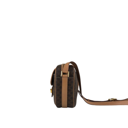 CELINE Macadam Gancini Shoulder bag Brown Vintage ymrfek