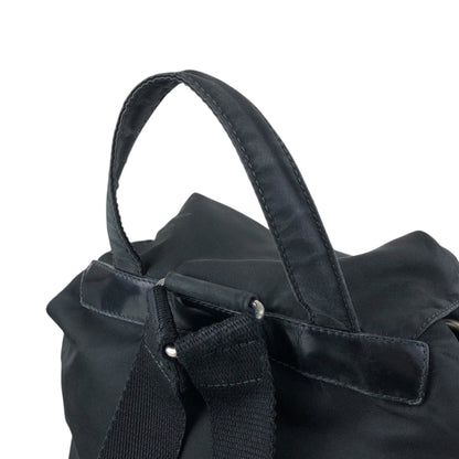 PRADA Tessuto Triangle Logo Double Pocket Backpack Black Vintage najw37