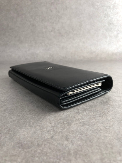 Yves Saint Laurent YSL Logo Long Wallet Black Vintage eh7xmb