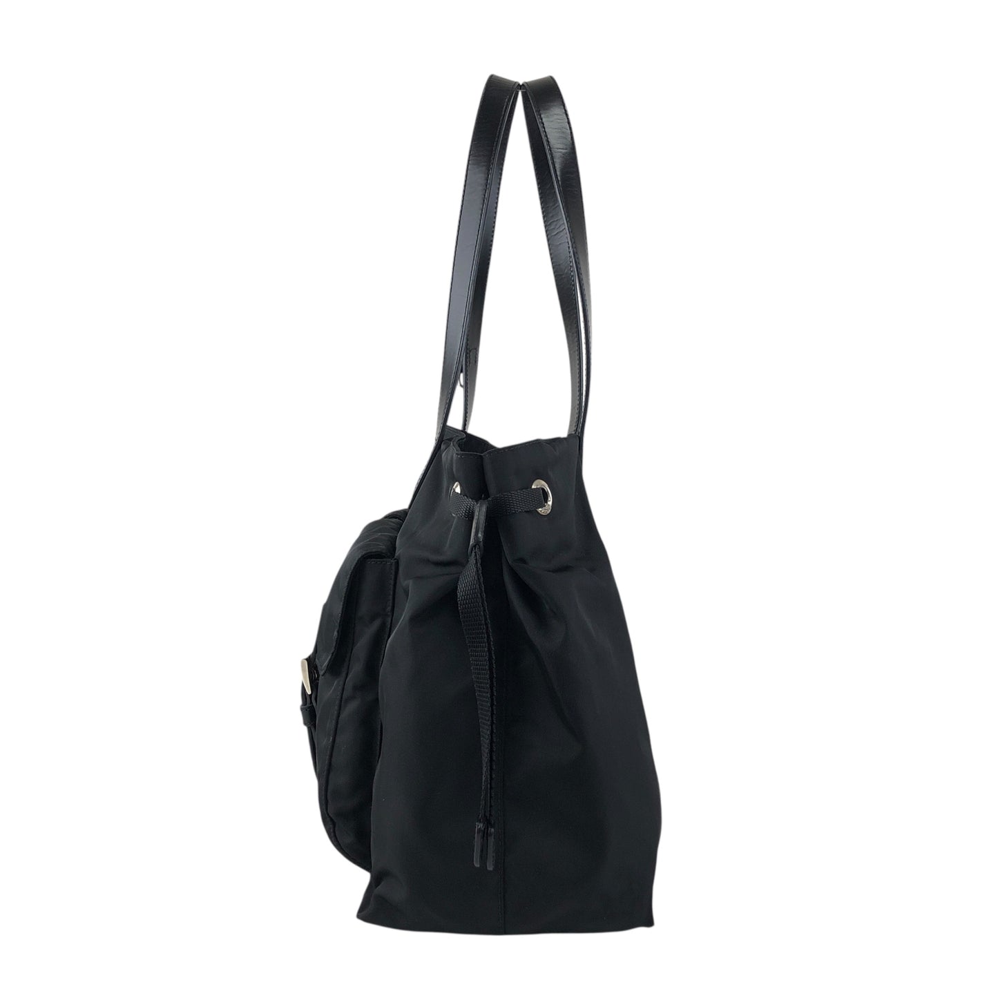 PRADA Tessuto Triangle logo Double Pocket Totebag Black Vintage xrhmgf