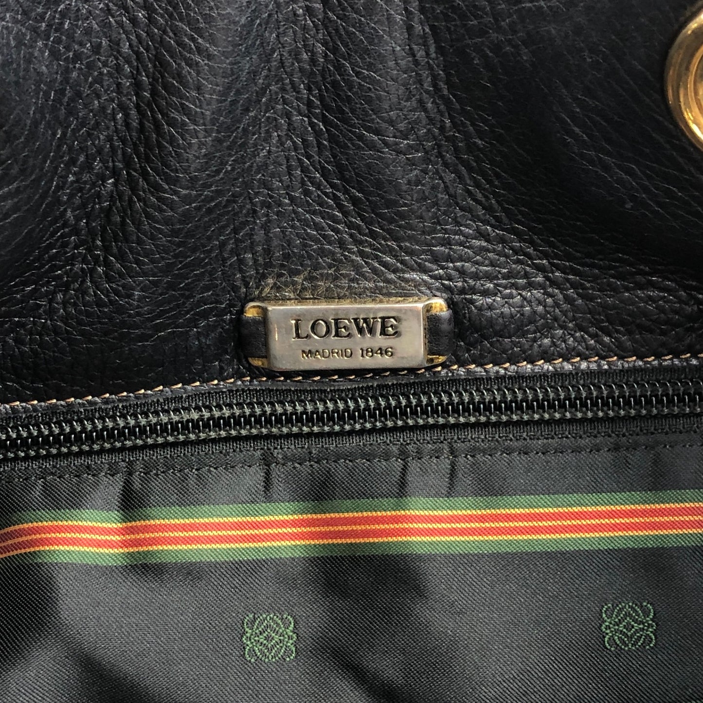 LOEWE Anagram Drawstring Shoulder bag Black Vintage xem44m