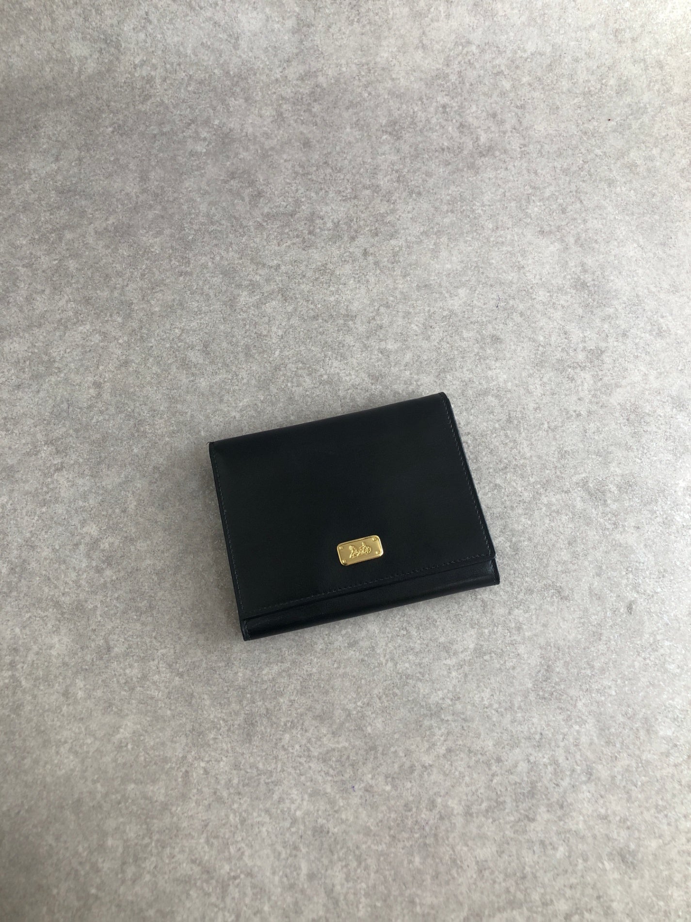 CELINE Horse Carriage Trifold Wallet Black Vintage 4azh3v